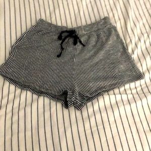 Black and white striped shorts high-waisted